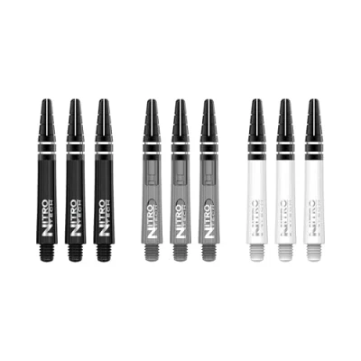 Afbeelding van RED DRAGON Nitrotech Selectiepakket 1 Wit, Zwart en Grijs Korte Dartschachten 3 sets per pakket (9 in totaal)
