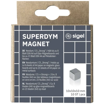 Afbeelding van Magneten Sigel voor glasbord set 10stuks zilverkleurig C5 sterk 10x10x
