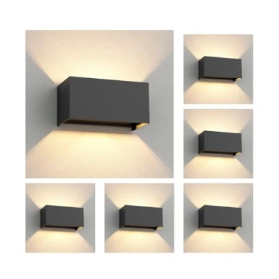 Afbeelding van ledscom.de 6 st. wandlamp CUBEL voor buiten, IP65, up/downlight, antraciet mat, rechthoekig, 2x G9 max. 10W