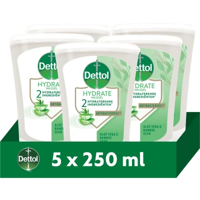 Afbeelding van Dettol Handzeep No Touch Navulling Antibacterieel Aloe Vera 250 ml x5