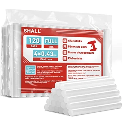 Afbeelding van SHALL Hete lijmsticks op ware grootte, 0,43 inch x 4 inch. (11 100mm) 120 Pack Clear Hot Glue Gun Sticks voor All Temp lijmpistolen, multifunctioneel kinderen volwassenen ambachten