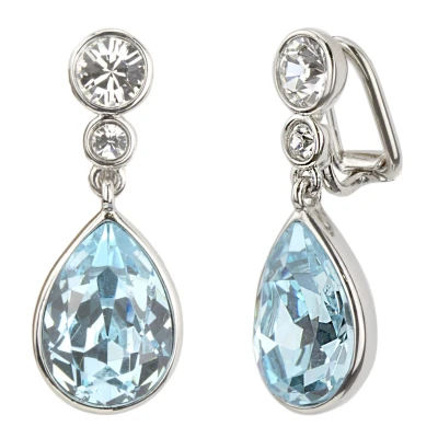 Afbeelding van Traveller Clip Oorbellen Oorclips Dames Hangers Zilverkleurig Kristal Licht Blauw Preciosa Crystals Lichtblauw Druppel Geplatineerd 157536