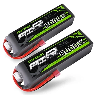 Afbeelding van OVONIC Lipo 3S 8000mAh 50C 11.1V met Dean Stijl T connector voor RC Vliegtuig Helikopter Auto Vrachtwagen Truggy Hobby DIY (2 packs)