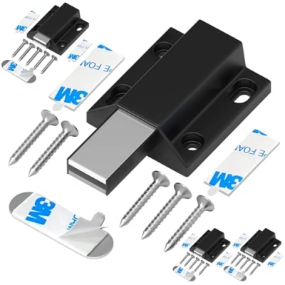 Afbeelding van Magnetische druksluitingen zonder nagelinstallatie Tonitrui Push to Open Deurvergrendeling Touch Latches Keukendeur Release Klink voor Kabinet Deursluiting en Popping (Zwart 4