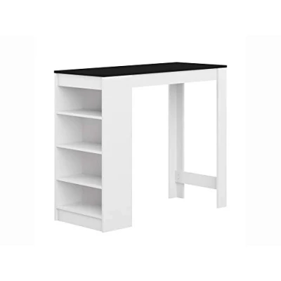 Afbeelding van Temahome Bartafel met opbergruimte, Melamine spaanplaat, Mat Wit/Zwart, 115 x 50 102,7 cm