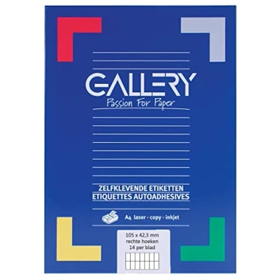 Afbeelding van Gallery Witte Etiketten Ft 105 X 42,3 Mm (b H), Rechte Hoeken, Doos Van 1.400 Etiket
