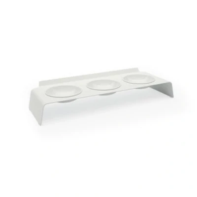 Afbeelding van LucyBalu® BUFFET Verhoogd Voerstation in 3 Delen voor Katten Verhoogde Ergonomische Kattenvoerbak Voerbak Drinkbak Set van Bakken Wit