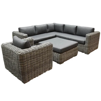Afbeelding van Cervo hoek loungeset 5 delig grijs wicker