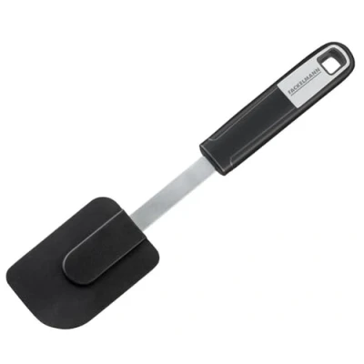 Afbeelding van FACKELMANN Deegschraper 26 cm Sense, praktische deegspatel voor gecoate kook , bakgerei, met anti slip soft touch handvat (kleur: zilver/zwart), hoeveelheid: 1 stuk