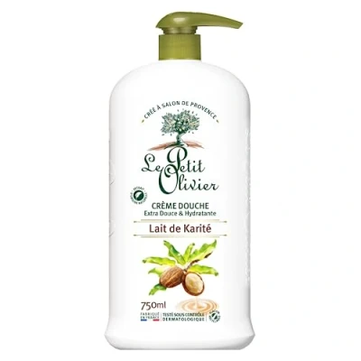 Afbeelding van LE PETIT OLIVIER Extra zachte en hydraterende douchecrème Shea melk voor het hele gezin pH neutraal de huid zonder zeep, kleurstoffen Gemaakt in Frankrijk 750 ml