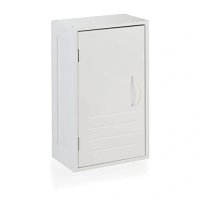 Afbeelding van Relaxdays hangkast badkamer verstelbare plank deur magneetsluiting smal wit