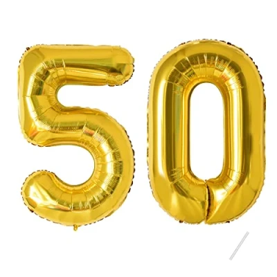 Afbeelding van 101,6 cm (40 inch) 50e verjaardag opblaasbare ballonnen goudfolie