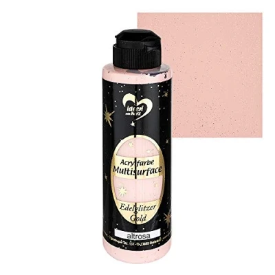 Afbeelding van Ideen mit Herz Acrylverf Multisurface Edelglitter, universele verf op waterbasis, met edel glinsterende gouden glitter, 180 ml (oudroze)