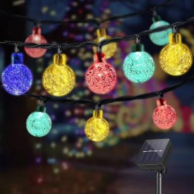 Afbeelding van LQWELL® Solar Fairy Lights Voor Buitentuin, Chain Light Crystal Balls 30LED 8M IP65 8 Modi Buiten/Binnen Tuin Patio Balkonraam (Kleurrijk)