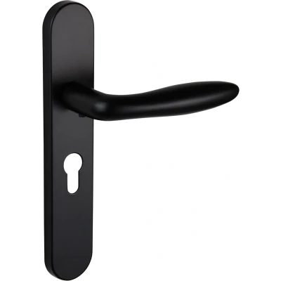 Afbeelding van Lavuzo deurkruk Pratona Zwart met afgerond schild PC55 Per set