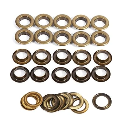 Afbeelding van Antiek messing brons zwart goud ronde oogjes grommets voor kleding lederwerk canvas banners (8mm 100sets)