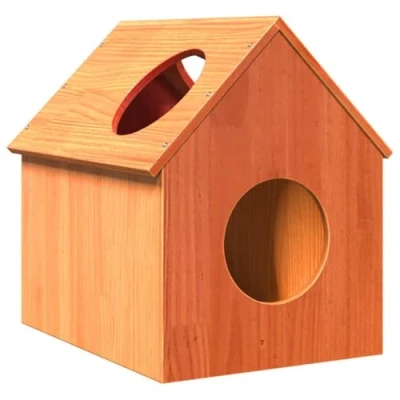 Afbeelding van Kattenhuis 41x50x50 cm massief grenenhout wasbruin