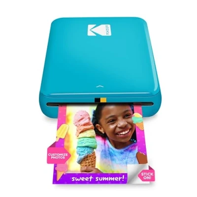 Afbeelding van KODAK Step Instant fotoprinter met Bluetooth/NFC, ZINK technologie en App voor iOS Android (blauw) drukt zelfklevende foto&#039;s van 2 x 3 inch af (12 ,7 7,6 2,5 cm)