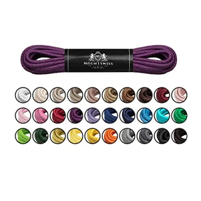 Afbeelding van Mount Swiss Luxe schoenveters, waterafstotende en scheurvaste veters, rond, diameter 2 3 mm, van fijn katoen/gewaxt, kleur: violet, lengte: 110 cm