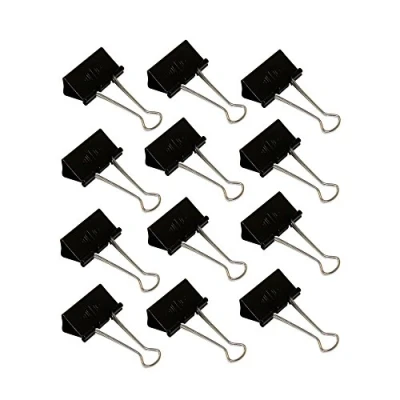 Afbeelding van Wedo 6421441 Foldback klemmen, 12 stuks, gelakt metaal, afneembare beugel, sterke veer, 41 mm, zwart/zilver