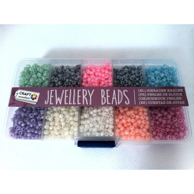 Afbeelding van Creative Craft Group Sieraden Kralen in Opbergbak, 10 Kleuren
