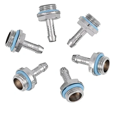 Afbeelding van Lazmin Pc waterkoeling, 6 stuks Two Touch fitting G1 / 4 draad weerhaak verbindingsbuis voor computerwaterkoelsysteem (11 mm)