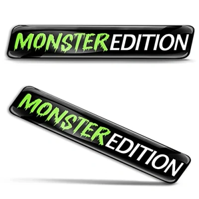 Afbeelding van Biomar Labs 2 x 3D gel siliconen stickers Monster Edition Badge groene autosticker auto motorfiets fiets raam deur laptop KS 175