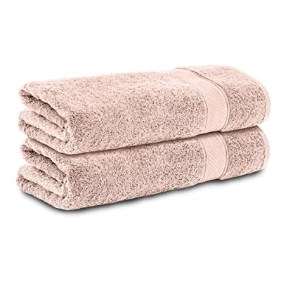 Afbeelding van Komfortec 2x Handdoek 50x100 100% Katoen Handdoekenset Zacht Antracietgrijs&amp;Roze