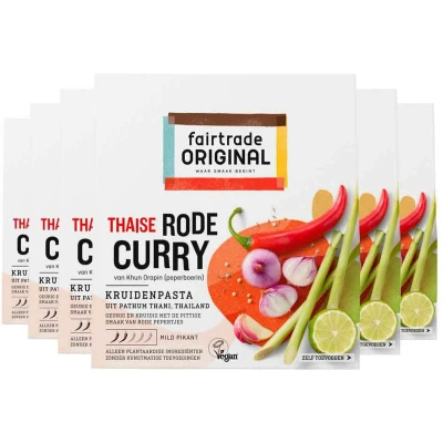 Afbeelding van 6x Fairtrade Original Kruidenpasta Rode Curry 70 gr