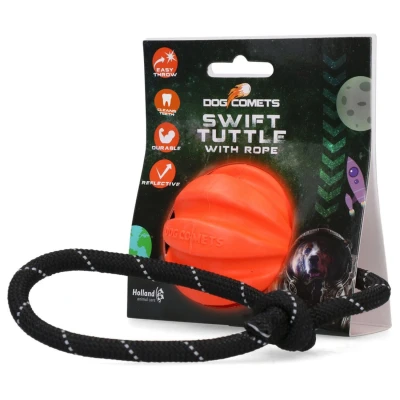 Afbeelding van Dog Comets Ball Swift Tuttle Met Touw Hondenspeelgoed Oranje