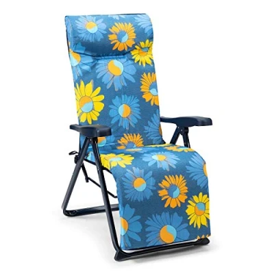 Afbeelding van Solenny Super Relax Opklapbare Zonnebank 6 positie 114x86x62cm Blauw