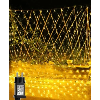 Afbeelding van Joysing Lichtsnoer voor buiten, 3 x 2 m, 204 leds, met stekker, 8 modi, lichtketting, waterdicht, lichtgordijn kamer, muur, bruiloft, hek, struiken, tuindecoratie, warmwit