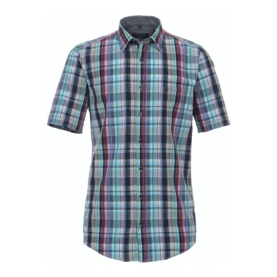 Afbeelding van Casa Moda Overhemd Short Sleeve Multicolour Geruit maat M Heren Overhemden Casual met Regular fit Pasvorm Katoen