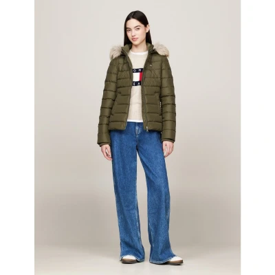 Afbeelding van Tommy Jeans Dames TJW BASIC HOODED DOWN JACKET EXT DW0DW18312 Puffer Jacket, Groen (Vermoeidheid Groen), L, L