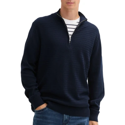 Afbeelding van Tom Tailor Trui Gestructureerde Gebreide Troyer 1044475xx10 10668 Mannen Maat 3XL