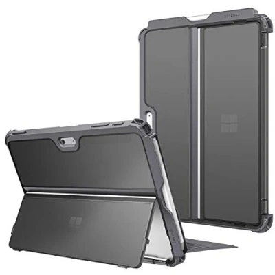 Afbeelding van Fintie Hoes voor Microsoft Surface Go 4 (2023) / 3 (2021) 2 (2020) (2018), stootvaste robuuste beschermhoes met penhouder, originele standaard, type cover compatibel, grijs (mat)