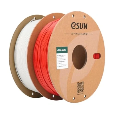 Afbeelding van eSUN Geüpgraded Mat PLA 3D Printer Filament, Filament 1.75mm, Maatnauwkeurigheid +/ 0.02mm, 1kg Spoel (2.2 LBS) Print voor Printers (Crèmewit+Vuurrood, 2KG)