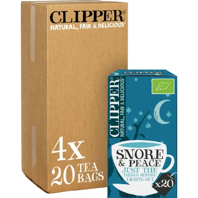 Afbeelding van Clipper Snore &amp; Peace Organic Chamomile, Lemon Balm Lavender Infusion 4 x 20 stuks 30 g