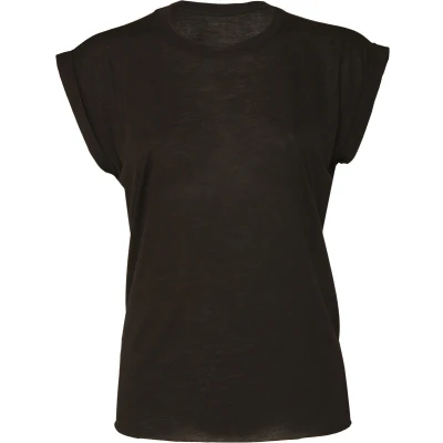 Afbeelding van Bella + Canvas Ladies&#039; flowy rolled cuff T shirt BE8804 Black L