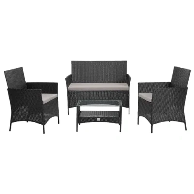 Afbeelding van SVITA Brooklyn Tuinmeubelen, polyrotan zitgroep, eetgroep, loungeset, in bruin