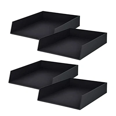 Afbeelding van Rössler Papier 1335452700 4 S.O.H.O archiefmand voor DIN A4, zwart, stuks, stapelbare laden, brievenbak 26 x 6 32 cm