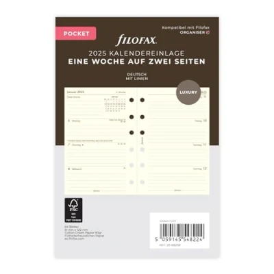 Afbeelding van Filofax Pocket 1 week op 2 pagina&#039;s katoen cr.(Duits) 2025