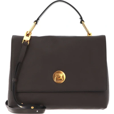 Afbeelding van COCCINELLE Leren Handtas Schoudertas Liya Handbag Bark / Noir Donkerbruin