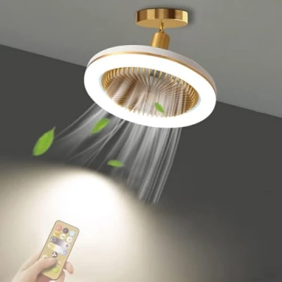 Afbeelding van WRMING Kleine Stille Plafondventilator met LED licht en Afstandsbediening E27 30W Plafondlamp Ventilator Slaapkamer Dimbare Plafondventilatorlamp, Timer, Draagbaar Ontwerp