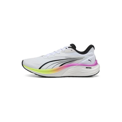 Afbeelding van Puma Electrify Nitro Hardloopschoenen voor op de weg, Heren, Maat: 44.5, white pure magenta yellow alert Textiel/ synthetisch