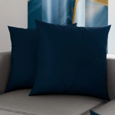 Afbeelding van PETTI Artigiani Italiani 2 kussenslopen 80 x cm, effen kussenslopen, nachtblauw, kussensloop van 100% microvezel, hypoallergeen, gemaakt in Italië