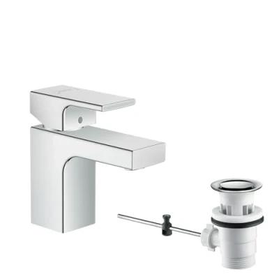 Afbeelding van Hansgrohe vernis shape wastafelmengkraan 70 met pop up afvoer trekstang chroom 71560000
