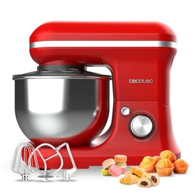 Afbeelding van Cecotec Mixer Kneedmachine Cecomixer Merengue 5L 1200 Red. W in 6 niveaus, 5 functies, Planetaire Beweging, Elegant Ontwerp, L Roestvrijstalen Kom en Accessoires om te Kloppen Kneedden