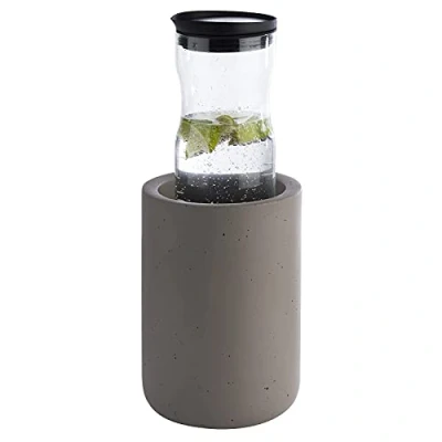 Afbeelding van APS ELEMENT flessenkoeler van beton met meubelbeschermende onderkant voor 0,7 1,5 liter flessen Ø 12/10 cm, hoogte 19 grijs