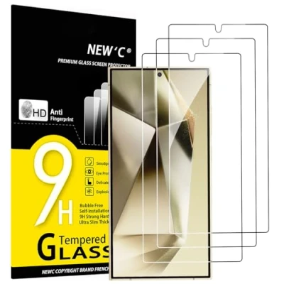 Afbeelding van NEW&#039;C 3 Stuks, Screen Protector voor Samsung Galaxy S25 Ultra Gehard Glass Schermbeschermer Luchtbelvrij Ultrabestendig transparant 9H hardheid glas